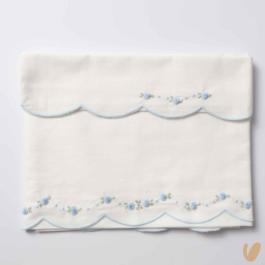 Set lenzuolo nodi e roselline ricamati a mano Coperta e Lenzuola