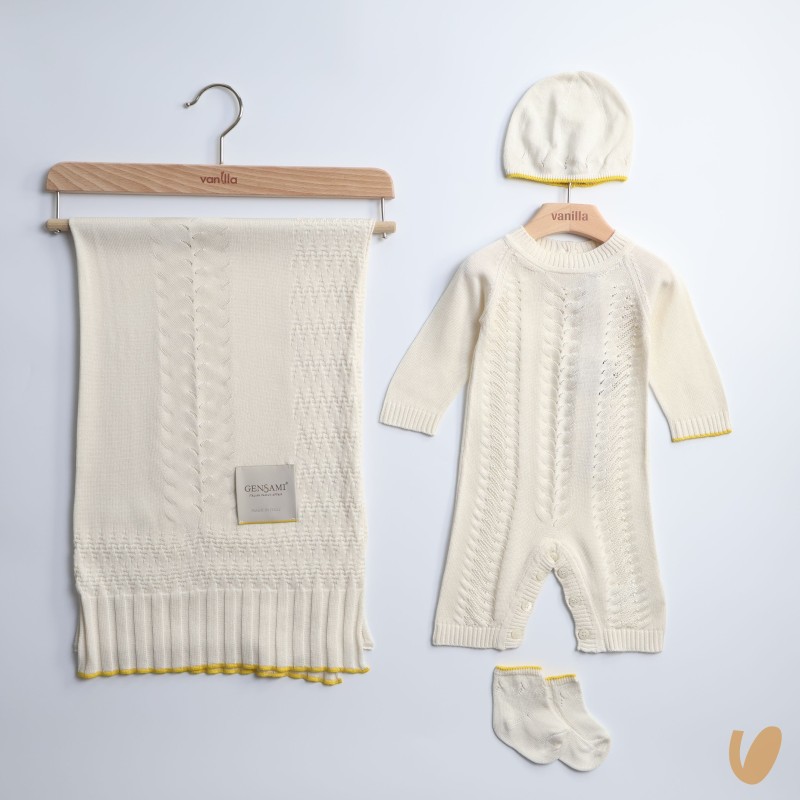 Completo nascita in seta e cotone Set Nascita e Uscita Clinica