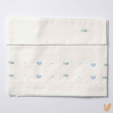 Set lenzuolo nodi e roselline ricamati a mano Coperta e Lenzuola