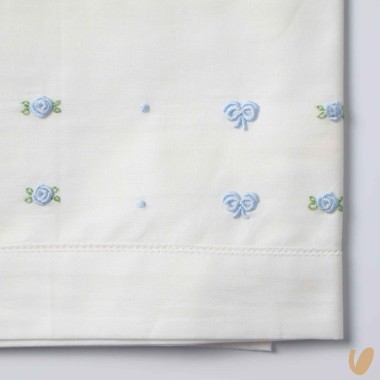 Set lenzuolo nodi e roselline ricamati a mano Coperta e Lenzuola