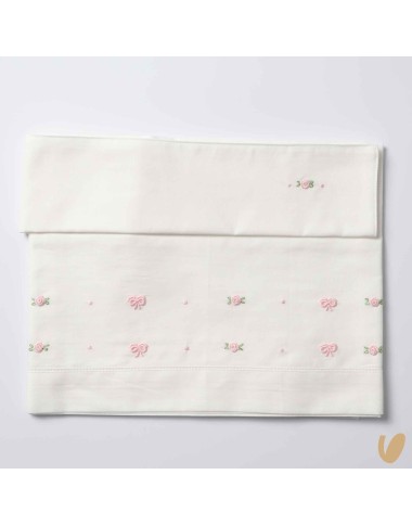 Set lenzuolo nodi e roselline ricamati a mano Coperta e Lenzuola