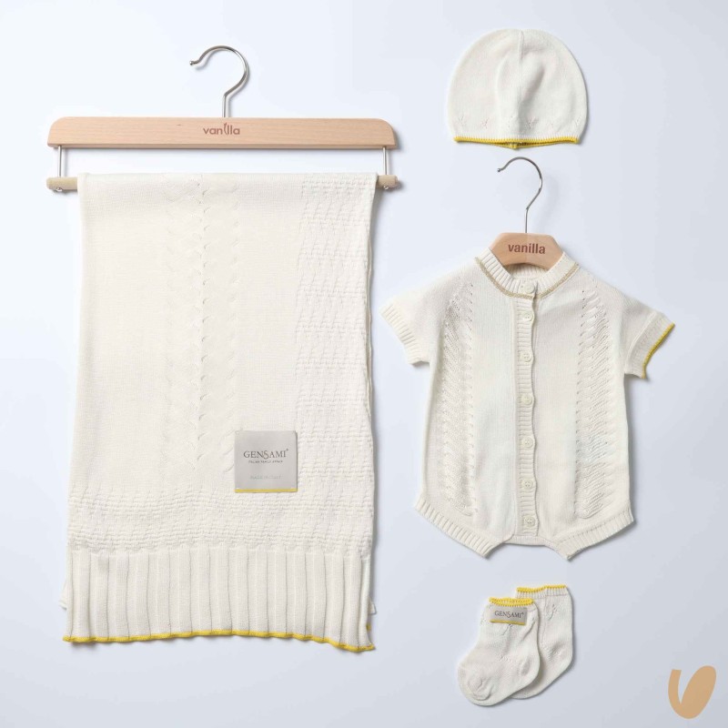 Completo nascita in seta e cotone Set Nascita e Uscita Clinica