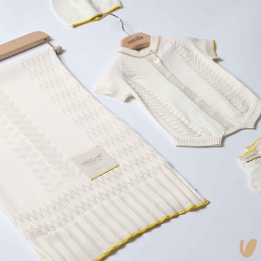 Completo nascita in seta e cotone Set Nascita e Uscita Clinica