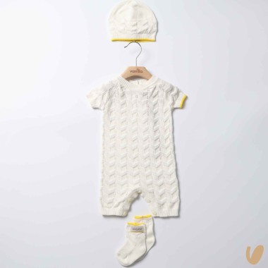 Completo nascita onde in filo di cotone Set Nascita e Uscita Clinica