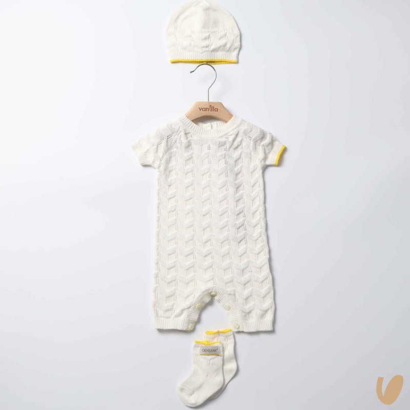 Completo nascita onde in filo di cotone Set Nascita e Uscita Clinica