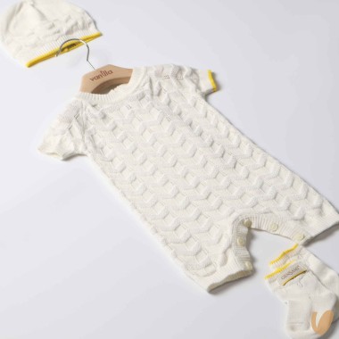 Completo nascita onde in filo di cotone Set Nascita e Uscita Clinica