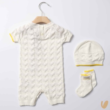 Completo nascita onde in filo di cotone Set Nascita e Uscita Clinica