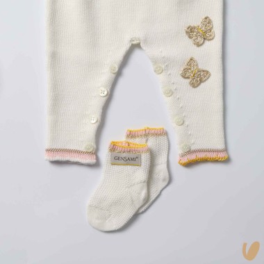 Completo nascita farfalle in filo di cotone Set Nascita e Uscita Clinica