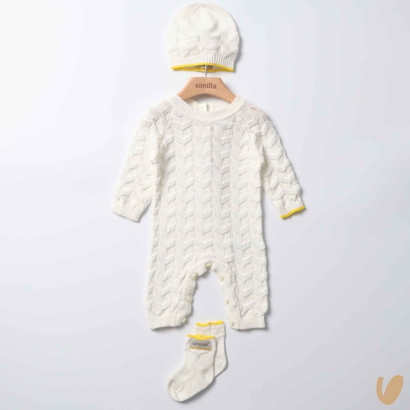 Completo nascita onde in filo di cotone Set Nascita e Uscita Clinica