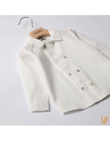 Double-breasted shirt in pure linen