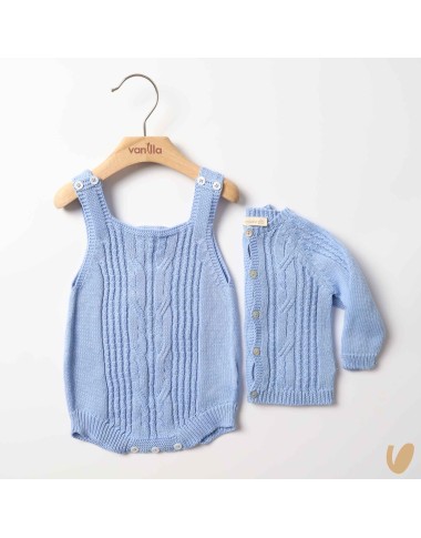 Complete dungarees and cardigan organic cotton wire