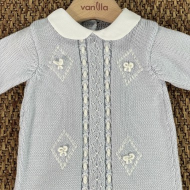 Tutina in lana ricamata a mano Neonato 0/36