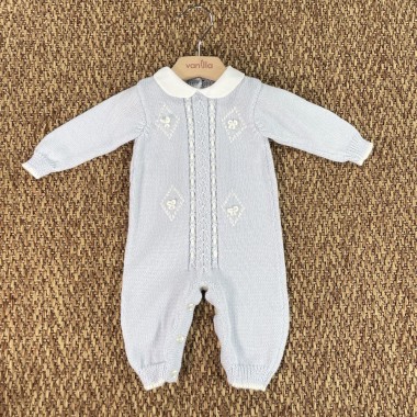 Tutina in lana ricamata a mano Neonato 0/36