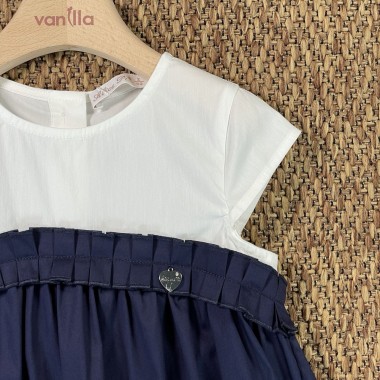 Abito bicolore in popeline Bimba 2/8 anni