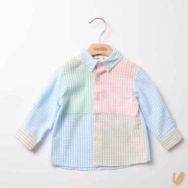 Camicia righe patchwork multicolor T-Shirt e Camicia