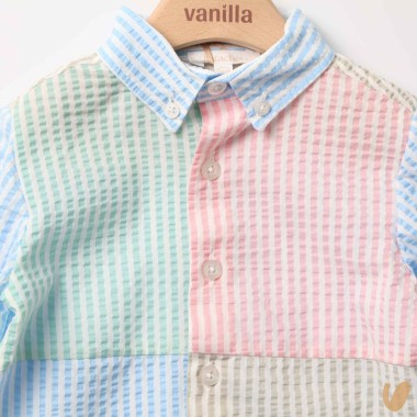 Camicia righe patchwork multicolor T-Shirt e Camicia