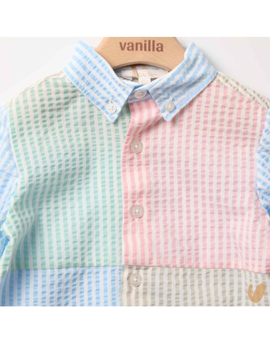 Multicolor patchwork lines shirt