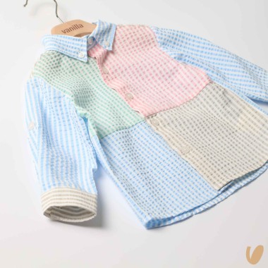 Camicia righe patchwork multicolor T-Shirt e Camicia