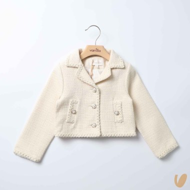 Giacca tweed bottoni camelie Giacca e Giubbino