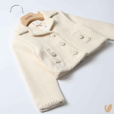 Giacca tweed bottoni camelie Giacca e Giubbino