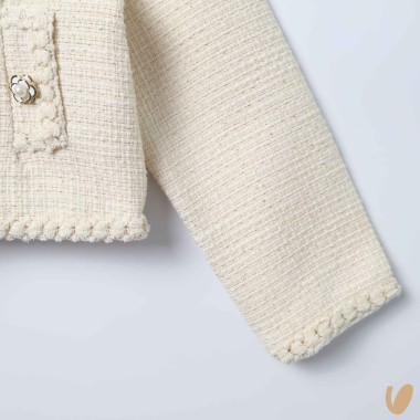 Giacca tweed bottoni camelie Giacca e Giubbino