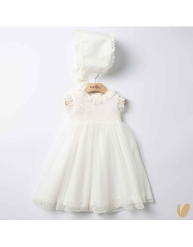 Abito con cuffietta punto smock Battesimo