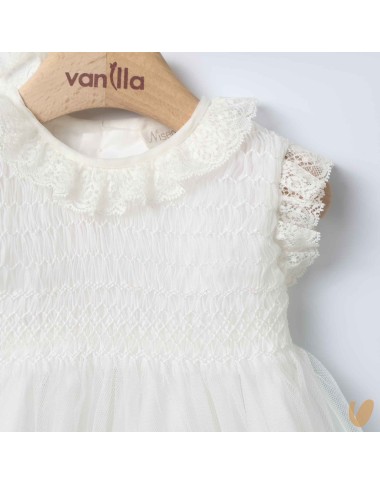 Abito con cuffietta punto smock Battesimo