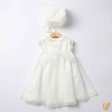 Abito con cuffietta punto smock Battesimo