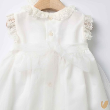 Abito con cuffietta punto smock Battesimo
