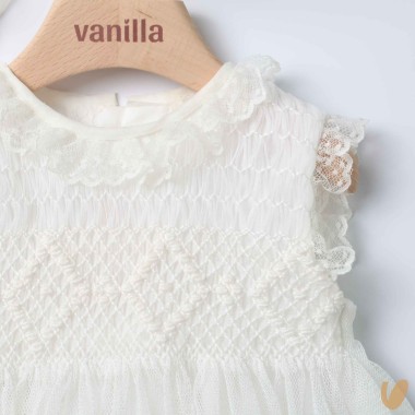 Abito con cuffietta punto smock Battesimo