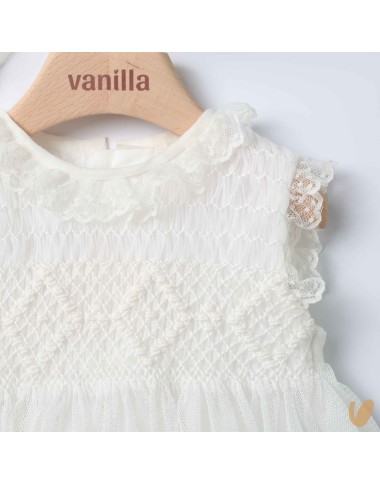 Abito con cuffietta punto smock Battesimo