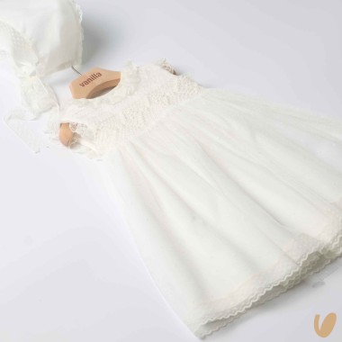 Abito con cuffietta punto smock Battesimo