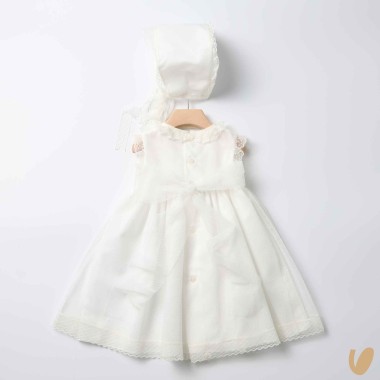Abito con cuffietta punto smock Battesimo