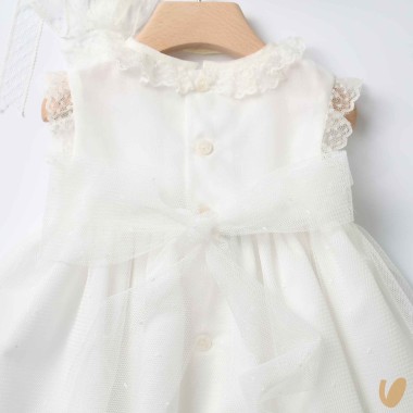 Abito con cuffietta punto smock Battesimo