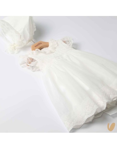Abito con cuffietta punto smock Battesimo