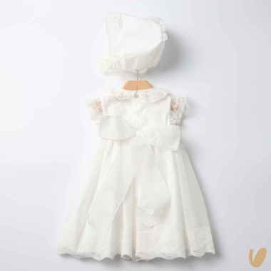 Abito con cuffietta punto smock Battesimo