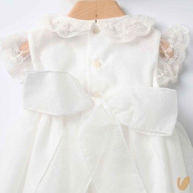 Abito con cuffietta punto smock Battesimo