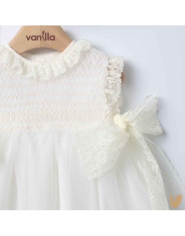 Abito lungo con cuffietta punto smock Battesimo