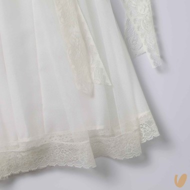 Abito lungo con cuffietta punto smock Battesimo