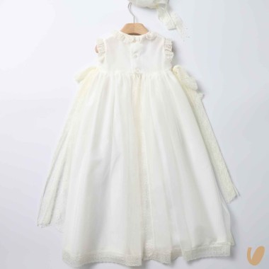 Abito lungo con cuffietta punto smock Battesimo