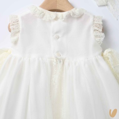 Abito lungo con cuffietta punto smock Battesimo