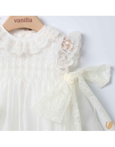 Abito lungo con cuffietta punto smock Battesimo