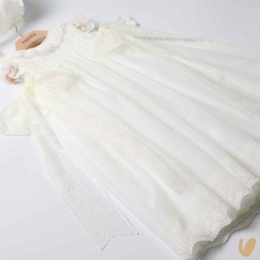 Abito lungo con cuffietta punto smock Battesimo