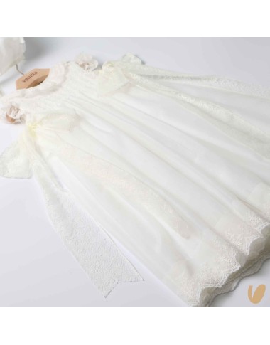 Abito lungo con cuffietta punto smock Battesimo