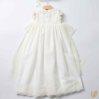 Abito lungo con cuffietta punto smock Battesimo