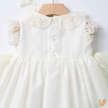 Abito lungo con cuffietta punto smock Battesimo