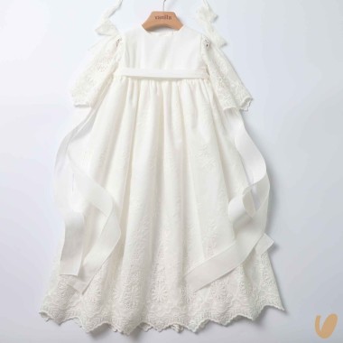 Abito lungo con cuffietta punto smock Battesimo