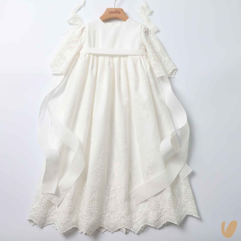 Abito lungo con cuffietta punto smock Battesimo