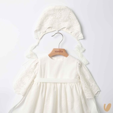 Abito lungo con cuffietta punto smock Battesimo