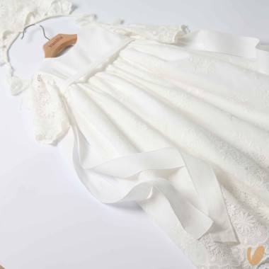 Abito lungo con cuffietta punto smock Battesimo